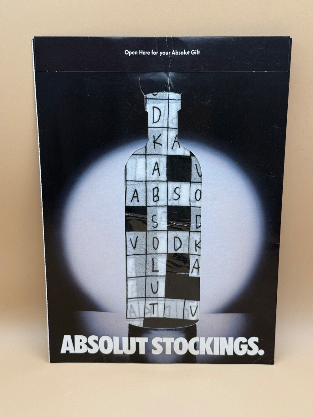 🥃 Absolut Vodka Stockings Crossword Puzzle Holiday Gift Magazine Insert Vintage